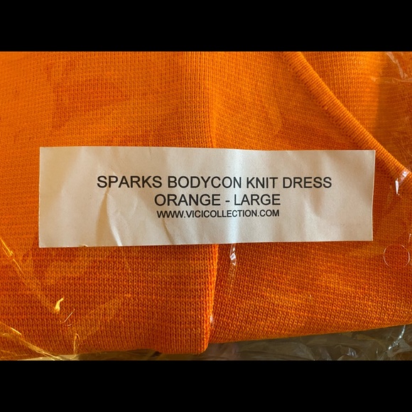 VICI COLLECTION Sparks Bodycon Knit Dress Size L, Orange - Picture 4 of 7